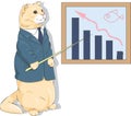 Cute business orange cat near board with graph Royalty Free Stock Photo
